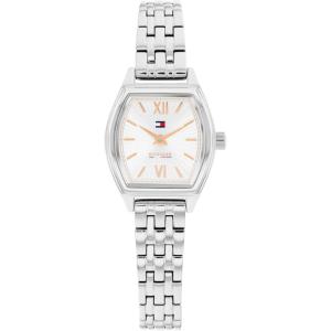 Tommy Hilfiger Women’s Quartz Watch – Mini Tonneau Case, Sunray Dial, Roman Numerals, Bracelet – Water Resistant up to 30m – Sophisticated, Versatile Timepiece – Gift for Her 21.5mm(Silver)