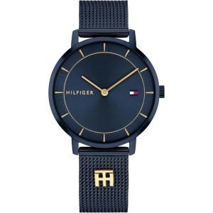 Tommy Hilfiger Women’s Slim Quartz Watch, Stainless Steel Mesh Bracelet, Water Resistant 3 ATM, Elegant Minimal Design, Gift for Her, 35mm(Blue)