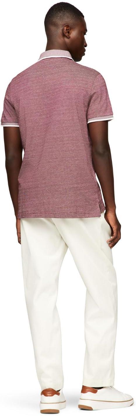 imageTommy Hilfiger Mens Short Sleeve Casual Polo Shirts in Regular Fit with Liquid CottonAop Deep Rouge