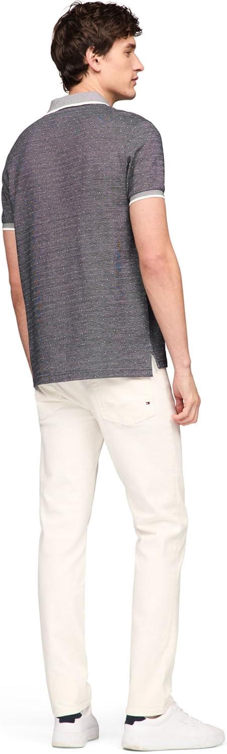 imageTommy Hilfiger Mens Short Sleeve Casual Polo Shirts in Regular Fit with Liquid CottonAop Desert Sky