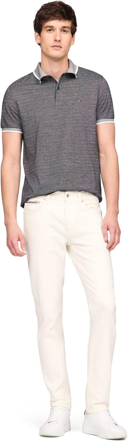 imageTommy Hilfiger Mens Short Sleeve Casual Polo Shirts in Regular Fit with Liquid CottonAop Desert Sky