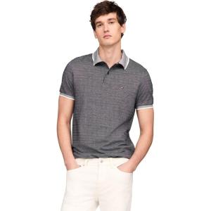 Tommy Hilfiger Mens Short Sleeve Casual Polo Shirts in Regular Fit with Liquid Cotton(Aop Desert Sky)