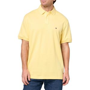 Tommy Hilfiger Men’s Short Sleeve Polo Shirts in Classic Fit with Stretch and Organic Pique Cotton(Citronella)