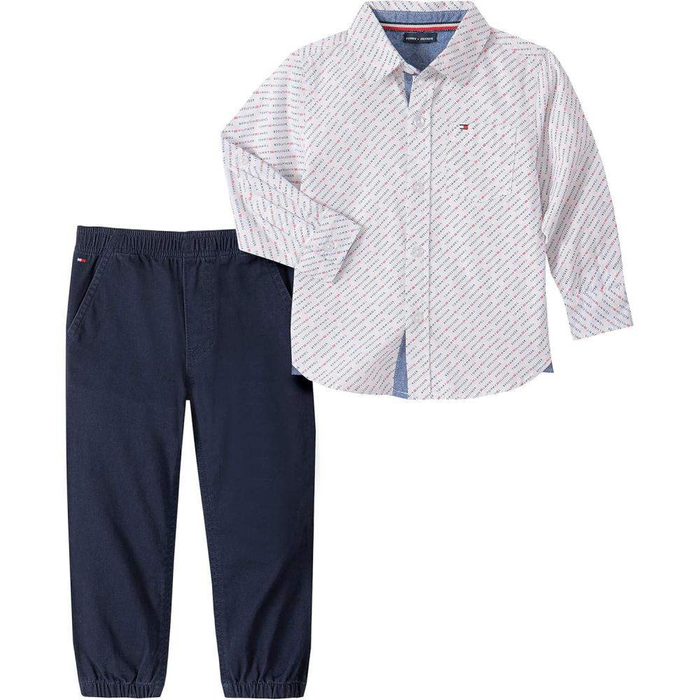 imageTommy Hilfiger babyboys 2 Pieces Shirt Pants SetPrintNavy