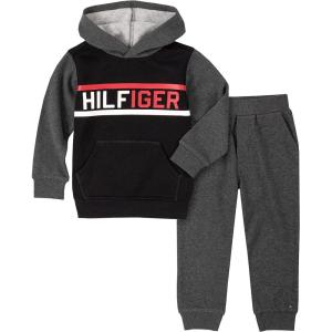Tommy Hilfiger Baby Boys’ 2 Pieces Hooded Jog Set(Deep Black/Stealth Heather)
