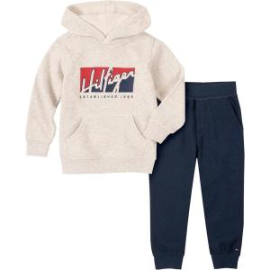 Tommy Hilfiger Baby Boys’ 2 Pieces Hooded Jog Set(Farina Heather/Navy Blazer)