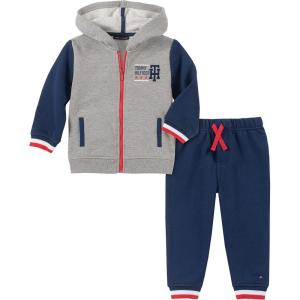 Tommy Hilfiger Baby Boys’ 2 Pieces Hooded Jog Set(Heather Gray/Navy)
