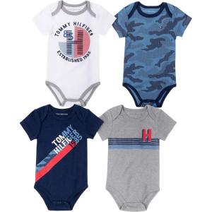 Tommy Hilfiger Baby Boys’ 4 Pieces Pack Bodysuits(Navy/Blue/Gray/White)