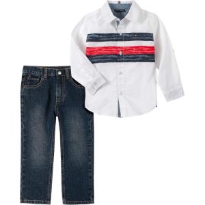 Tommy Hilfiger baby-boys 2 Pieces Shirt Pants Set(White)