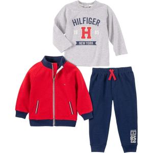 Tommy Hilfiger baby-boys 3 Pieces Jacket Pants Set(Red/Gray/Navy)