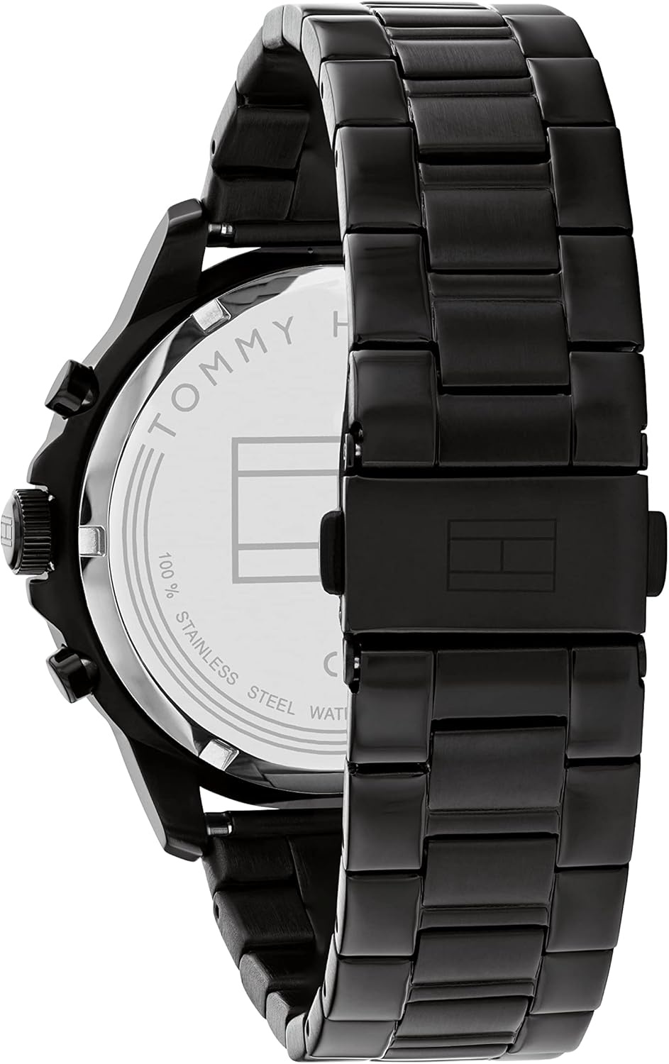 imageTommy Hilfiger Mens Watch 44 mm Quartz Multifunction Stainless Steel Case Skeleton Dial with Textured Reflector Ring Link Bracelet Dress Watch for Men