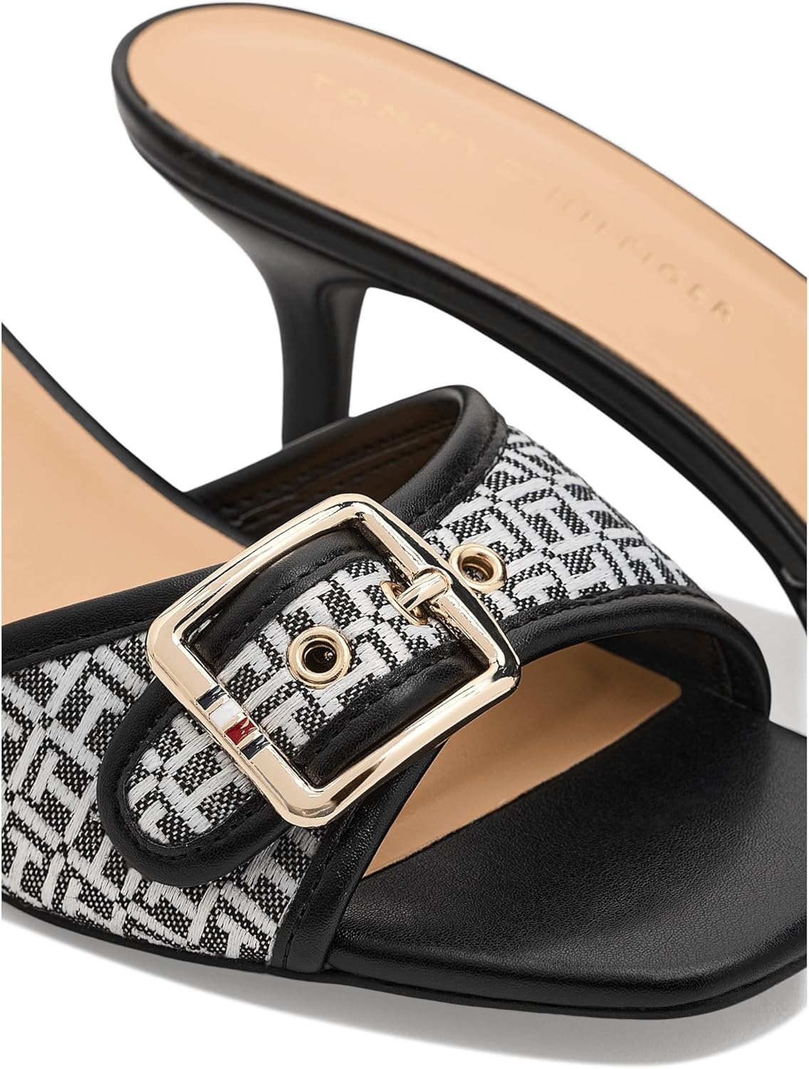 image:imageTommy Hilfiger Womens Camhila Heeled SandalBlack Logo Multi