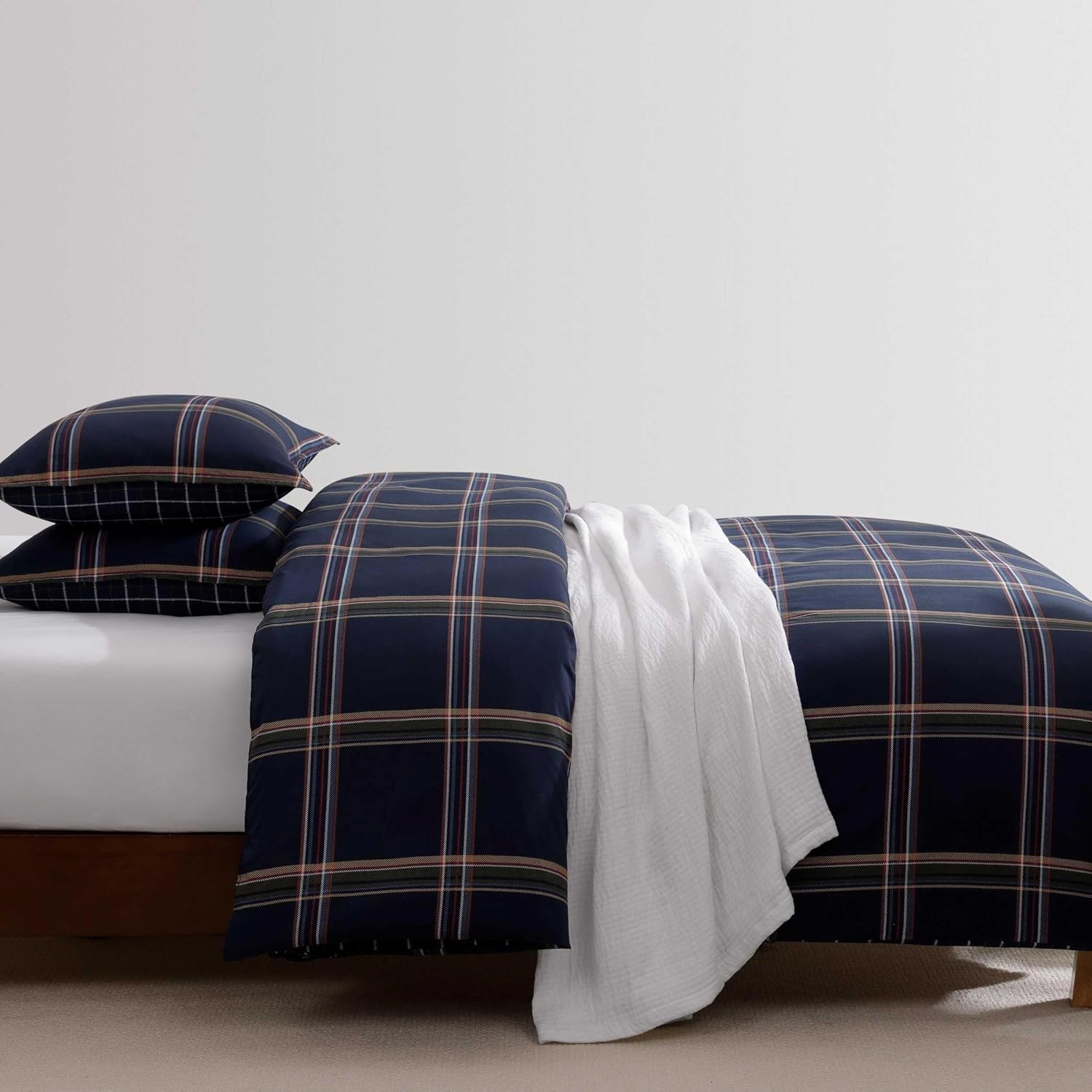 image:imageTommy Hilfiger Queen Comforter Set Reversible Cotton Bedding for Year Round Comfort 3 Piece Plaid Bed Set with Matching Pillowcases Beacon Plaid BlueBeacon Plaid Blue