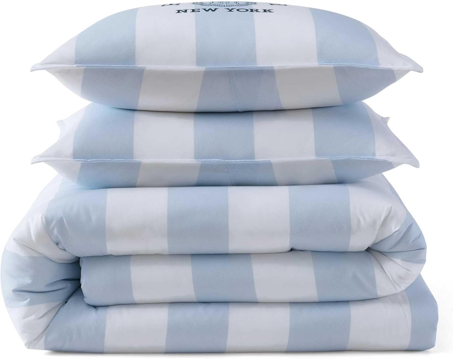 image:imageTommy Hilfiger Queen Comforter Set Soft amp Reversible Striped Bedding for Year Round Comfort 3 Piece Bed Set with Matching Pillowcases Berkeley Stripe Deep BlueBerkeley Stripe Light Blue