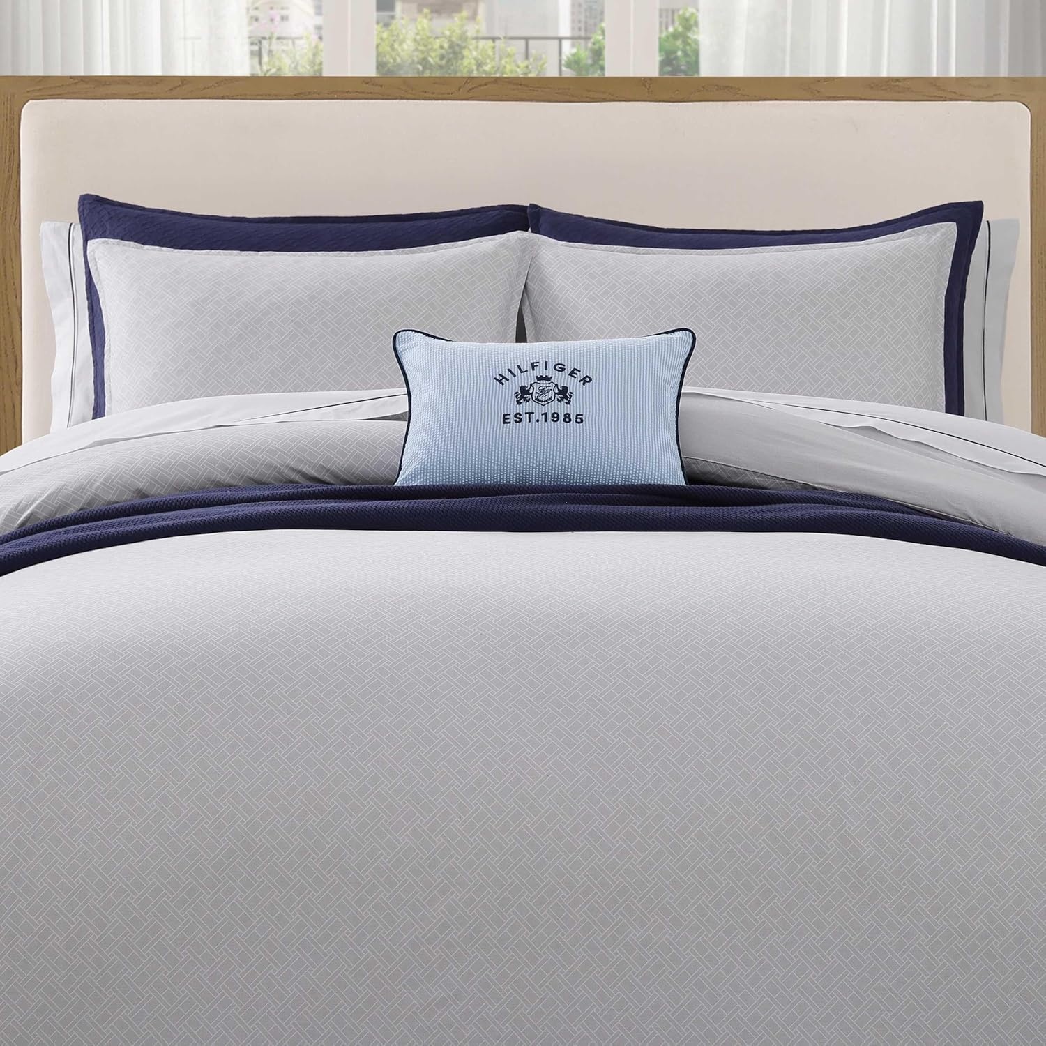 image:imageTommy Hilfiger Twin Comforter Set Cotton Americana Inspired Bedding with a Naturally Soft Feel 2 Piece Bed Set with Matching Pillowcase Trellis FlagChristopher Texture GreyTrellis FlagChristopher Texture Grey