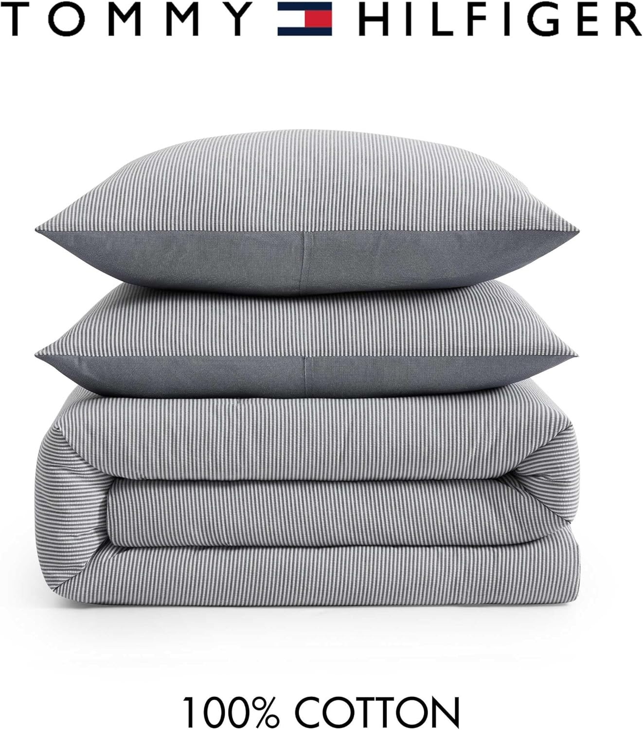 image:imageTommy Hilfiger Twin Comforter Set Cotton Americana Inspired Bedding with a Naturally Soft Feel 2 Piece Bed Set with Matching Pillowcase Trellis FlagChristopher Texture GreyTommy Sandbar StripeChristopher Texture Blue