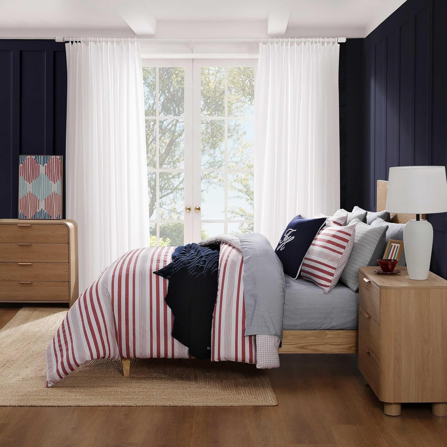 image:imageTommy Hilfiger Twin Comforter Set Cotton Americana Inspired Bedding with a Naturally Soft Feel 2 Piece Bed Set with Matching Pillowcase Trellis FlagChristopher Texture GreyMandalay Beach StripeVermont Plaid Red