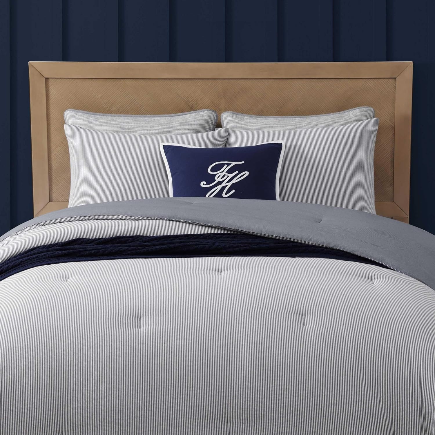image:imageTommy Hilfiger Twin Comforter Set Cotton Americana Inspired Bedding with a Naturally Soft Feel 2 Piece Bed Set with Matching Pillowcase Trellis FlagChristopher Texture GreyTommy Sandbar StripeChristopher Texture Blue