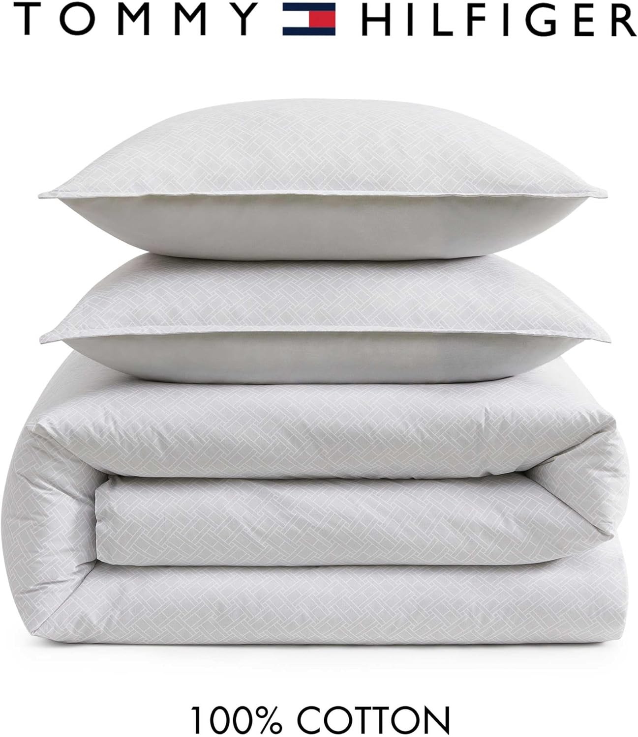 image:imageTommy Hilfiger Twin Comforter Set Cotton Americana Inspired Bedding with a Naturally Soft Feel 2 Piece Bed Set with Matching Pillowcase Trellis FlagChristopher Texture GreyTrellis FlagChristopher Texture Grey
