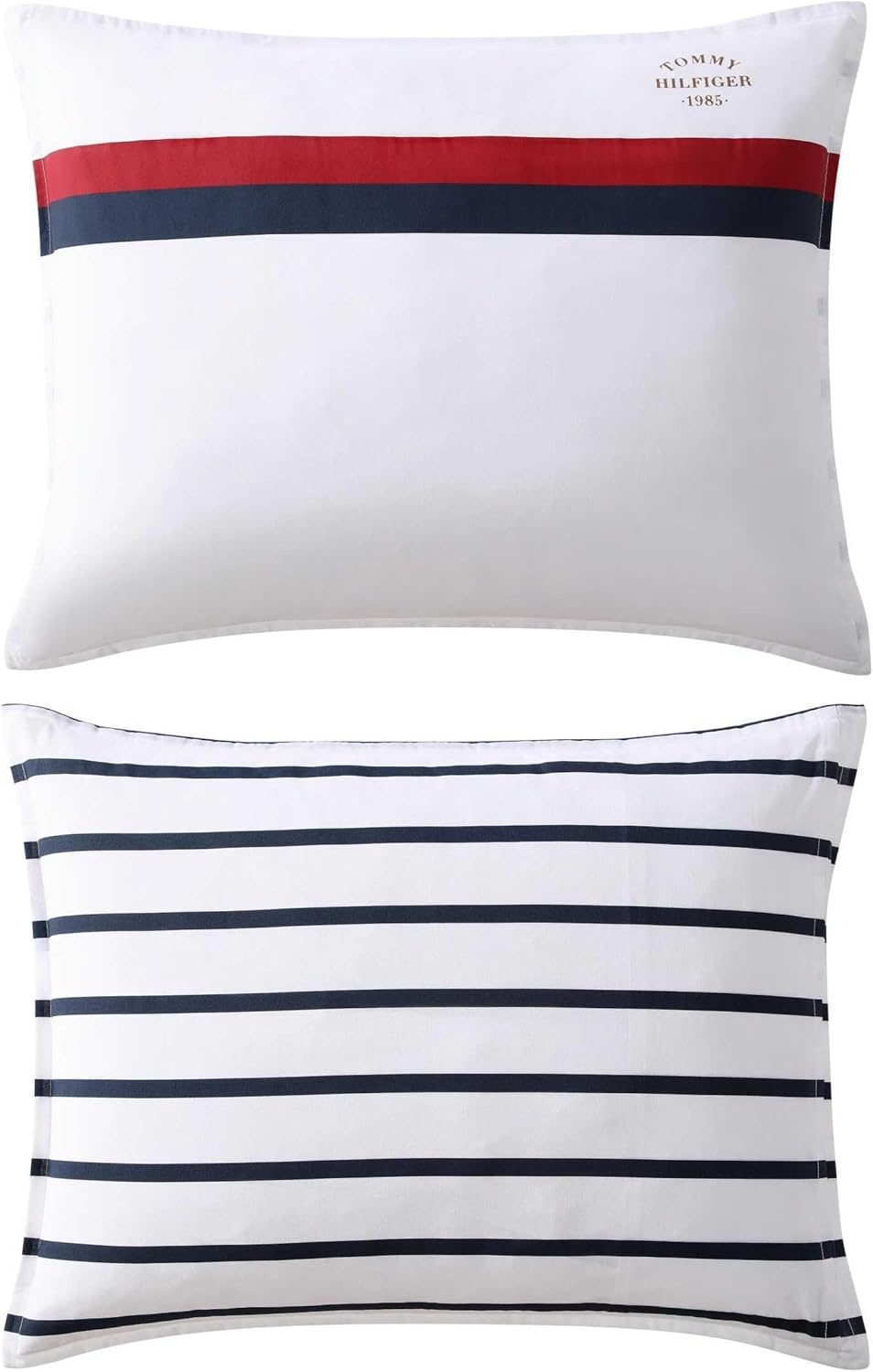 image:imageTommy Hilfiger Twin Comforter Set UltraSoft Cotton Bedding with Matching Sham Reversible Design Medium Weight for YearRound Comfort Striped Americana Decor Classic Stripe Dark BlueClassic Stripe Blue