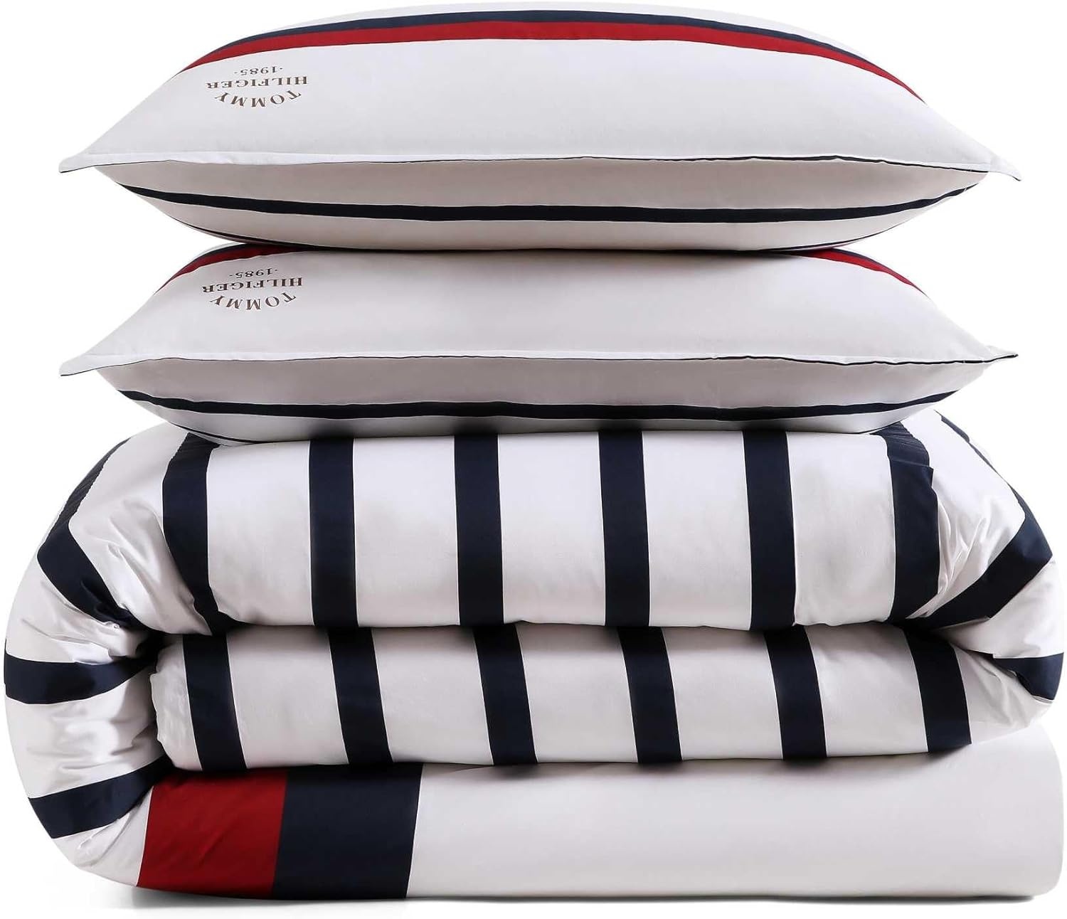 image:imageTommy Hilfiger Twin Comforter Set UltraSoft Cotton Bedding with Matching Sham Reversible Design Medium Weight for YearRound Comfort Striped Americana Decor Classic Stripe Dark BlueClassic Stripe Blue