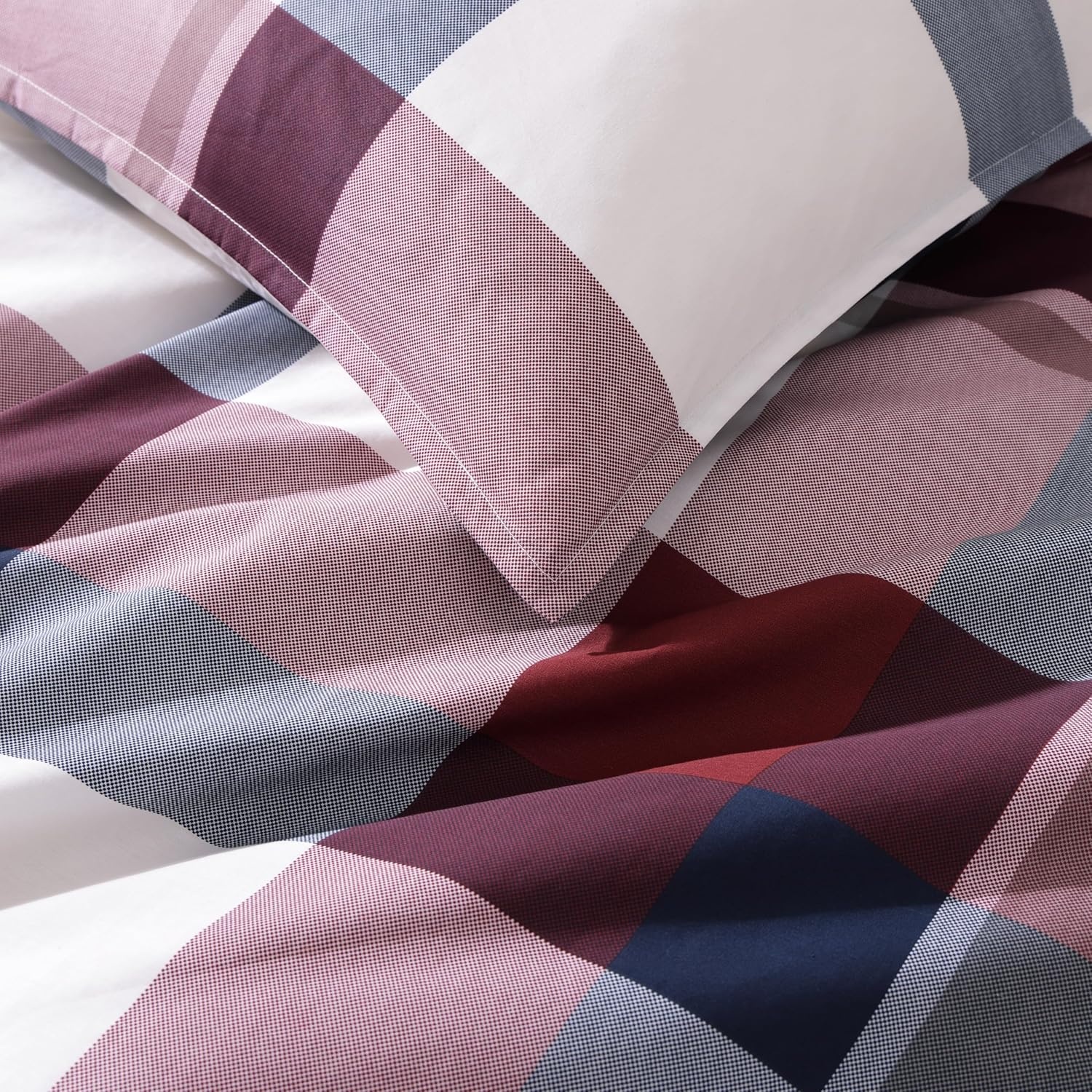 image:imageTommy Hilfiger Twin Comforter Set UltraSoft Cotton Bedding with Matching Sham Reversible Stripe amp Plaid Design Medium Weight for YearRound Comfort Americana Decor Prospect BlueKing