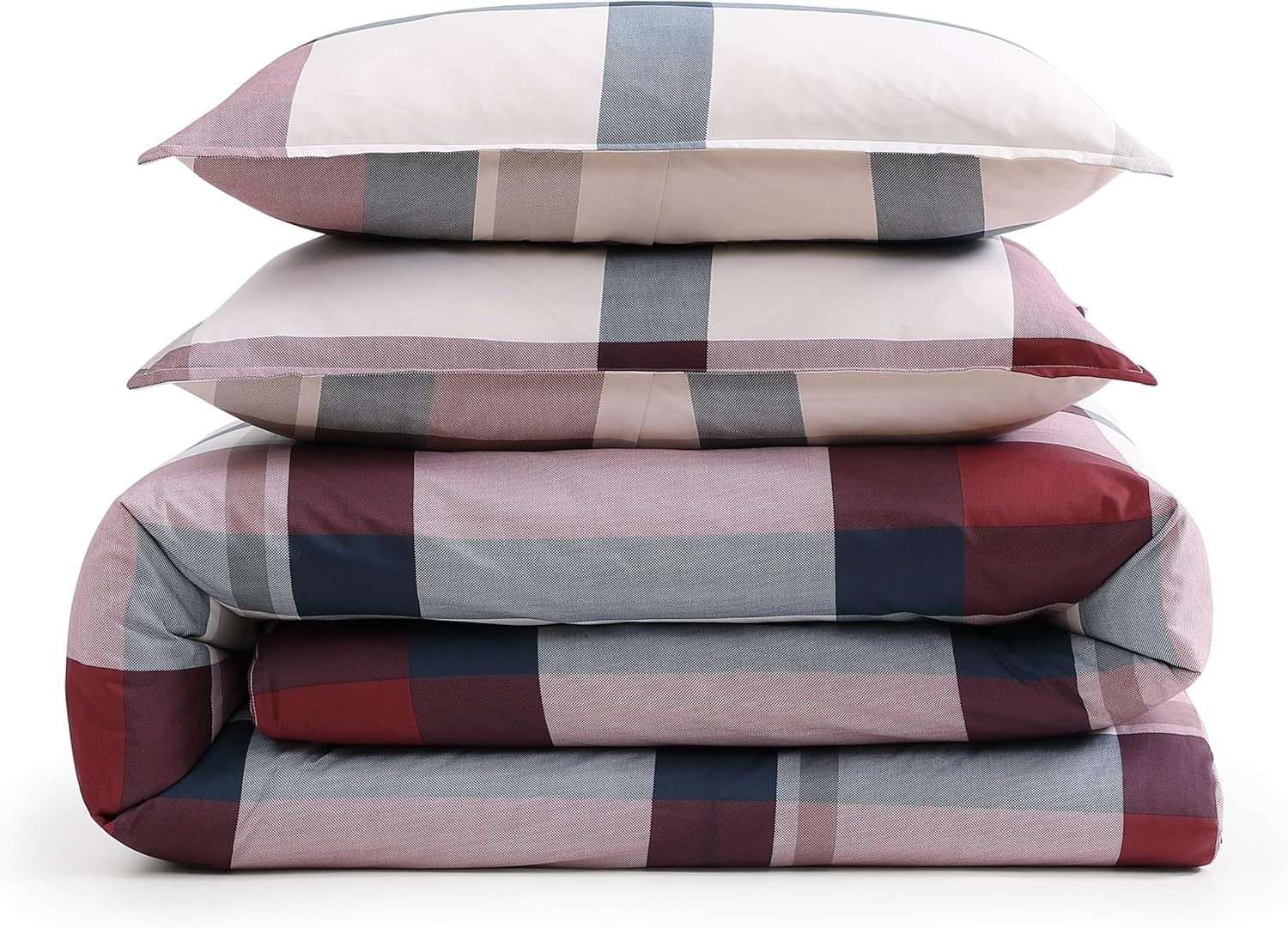 image:imageTommy Hilfiger Twin Comforter Set UltraSoft Cotton Bedding with Matching Sham Reversible Stripe amp Plaid Design Medium Weight for YearRound Comfort Americana Decor Prospect BlueKing