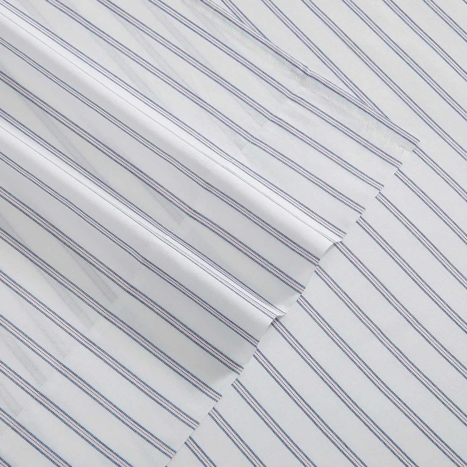 image:imageTommy Hilfiger Twin Size Sheets Set Crisp amp Tailored Cooling Sheets with a Cotton Percale Lightweight Feel Bed Sheets with Matching Pillowcase amp Fitted Sheet Cass Park Mix GreenJoshua Tree Stripe Blue