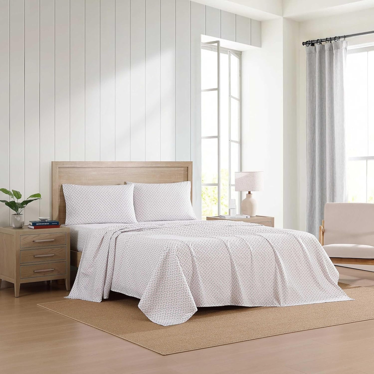 image:imageTommy Hilfiger Twin Size Sheets Set Crisp amp Tailored Cooling Sheets with a Cotton Percale Lightweight Feel Bed Sheets with Matching Pillowcase amp Fitted Sheet Cass Park Mix GreenAtlantic Anchors Red