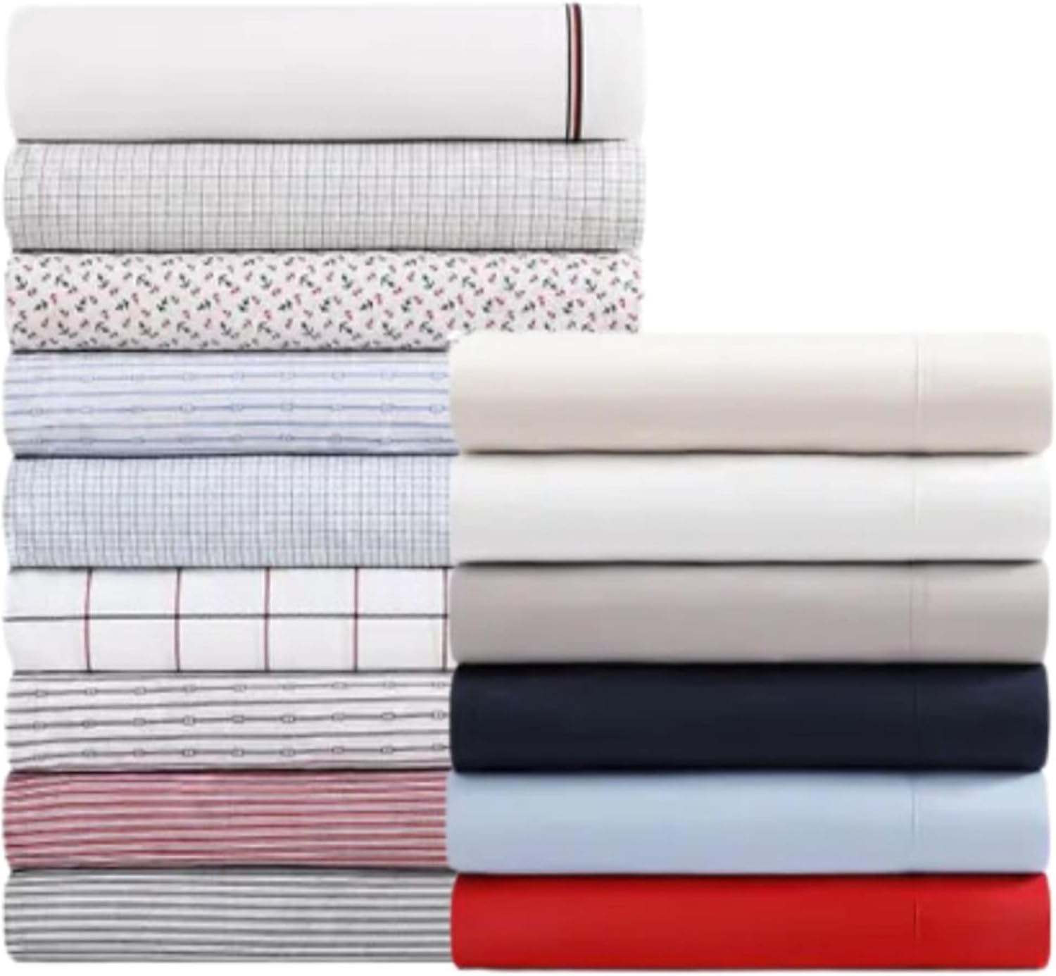 image:imageTommy Hilfiger Twin Size Sheets Set Crisp amp Tailored Cooling Sheets with a Cotton Percale Lightweight Feel Bed Sheets with Matching Pillowcase amp Fitted Sheet Cass Park Mix GreenSolid Ivory