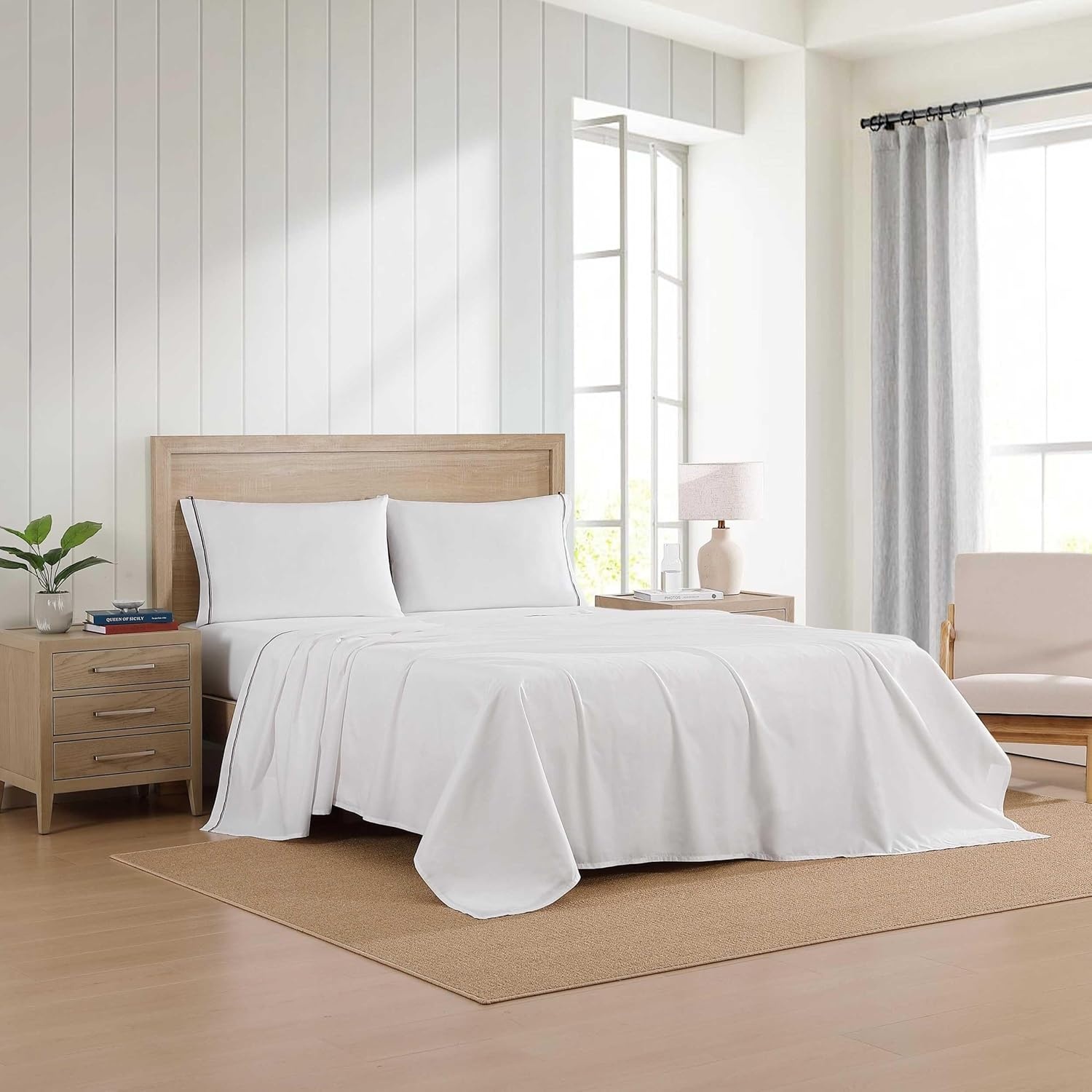 image:imageTommy Hilfiger Twin Size Sheets Set Crisp amp Tailored Cooling Sheets with a Cotton Percale Lightweight Feel Bed Sheets with Matching Pillowcase amp Fitted Sheet Cass Park Mix GreenGlobal Stripe Red