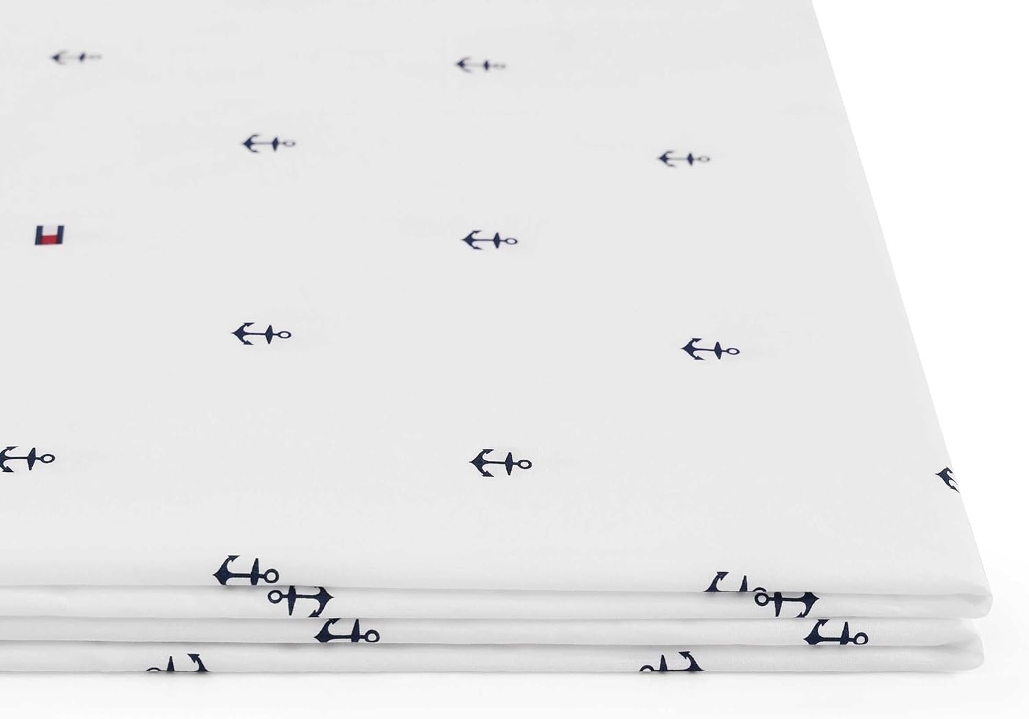image:imageTommy Hilfiger Twin Size Sheets Set Crisp amp Tailored Cooling Sheets with a Cotton Percale Lightweight Feel Bed Sheets with Matching Pillowcase amp Fitted Sheet Cass Park Mix GreenAnchor and Flag Blue