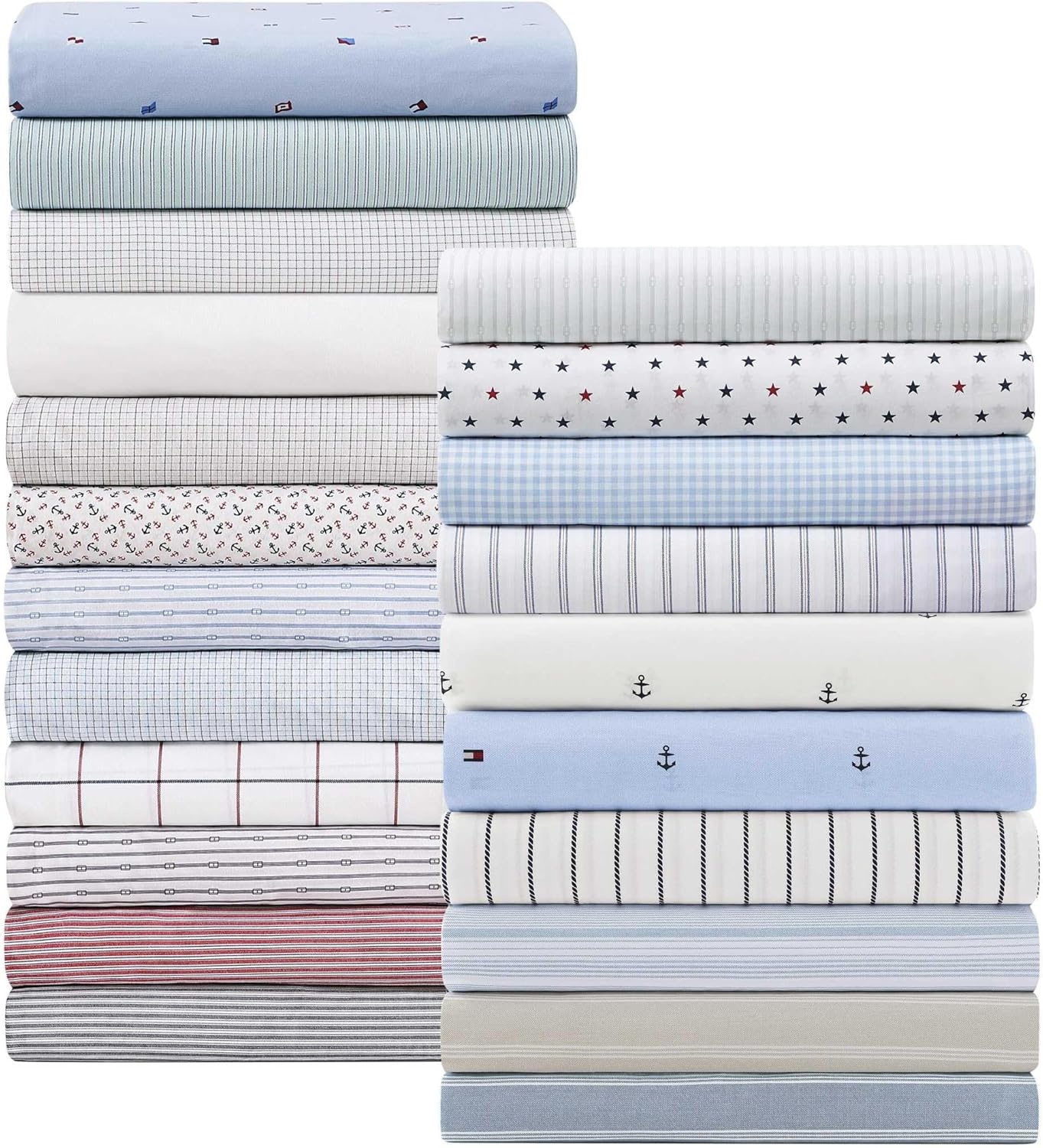 image:imageTommy Hilfiger Twin Size Sheets Set Crisp amp Tailored Cooling Sheets with a Cotton Percale Lightweight Feel Bed Sheets with Matching Pillowcase amp Fitted Sheet Cass Park Mix GreenJoshua Tree Stripe Blue