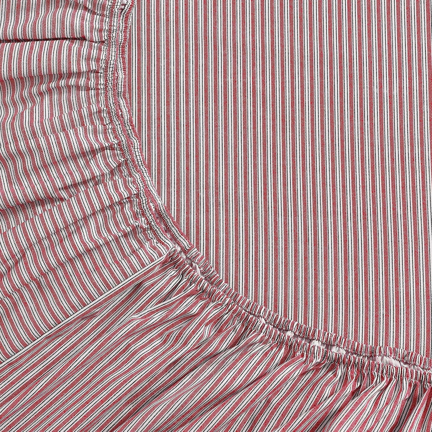 image:imageTommy Hilfiger Twin Size Sheets Set Crisp amp Tailored Cooling Sheets with a Cotton Percale Lightweight Feel Bed Sheets with Matching Pillowcase amp Fitted Sheet Cass Park Mix GreenHighland Ticking Stripe Red