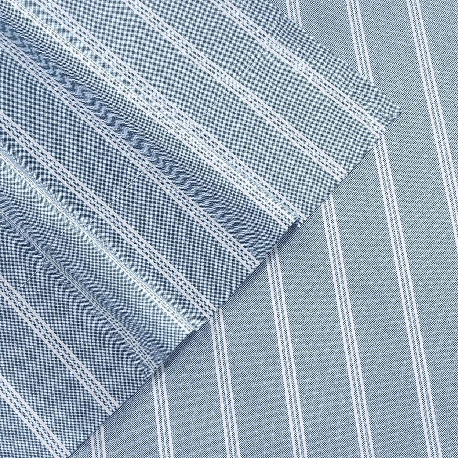 image:imageTommy Hilfiger Twin Size Sheets Set Crisp amp Tailored Cooling Sheets with a Cotton Percale Lightweight Feel Bed Sheets with Matching Pillowcase amp Fitted Sheet Cass Park Mix GreenEffortless Stripe Blue