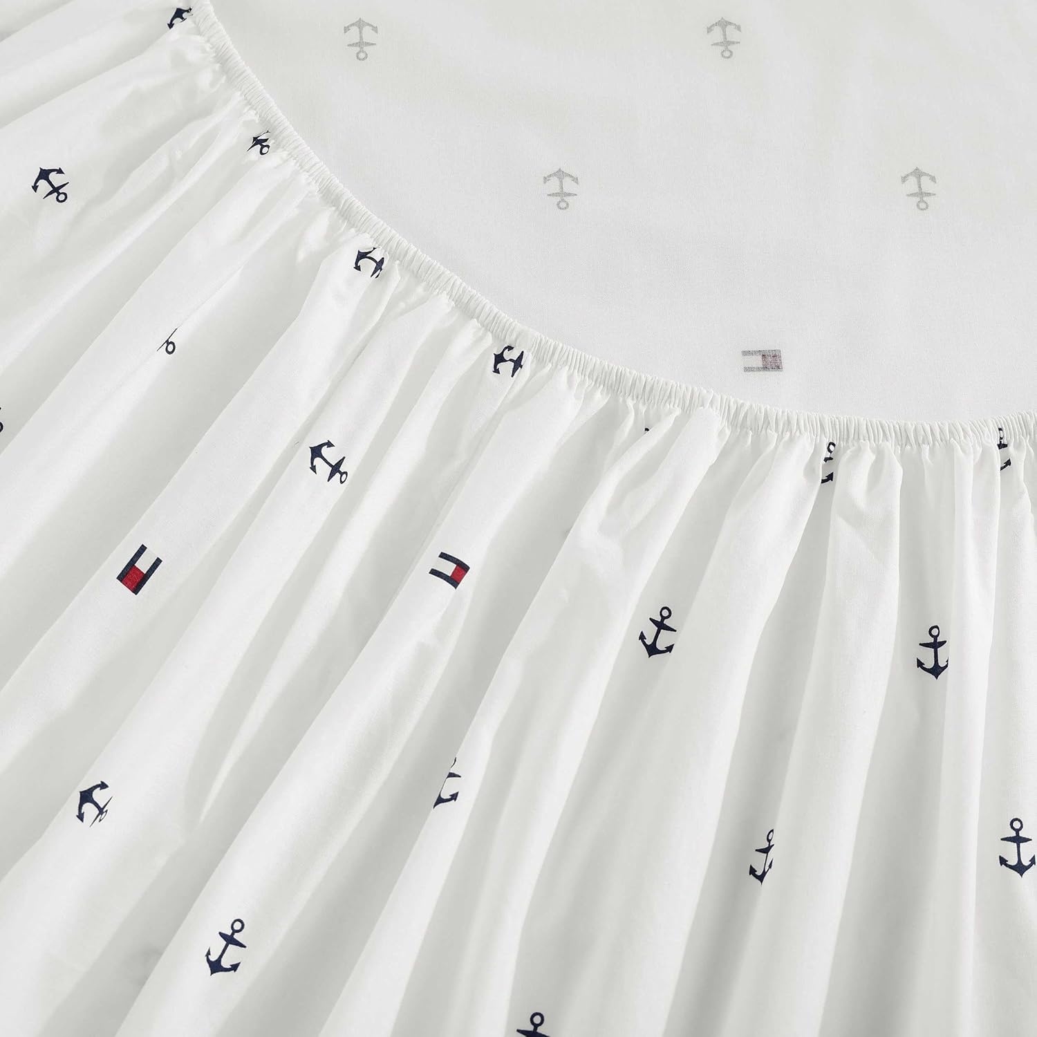 image:imageTommy Hilfiger Twin Size Sheets Set Crisp amp Tailored Cooling Sheets with a Cotton Percale Lightweight Feel Bed Sheets with Matching Pillowcase amp Fitted Sheet Cass Park Mix GreenAnchor and Flag Blue