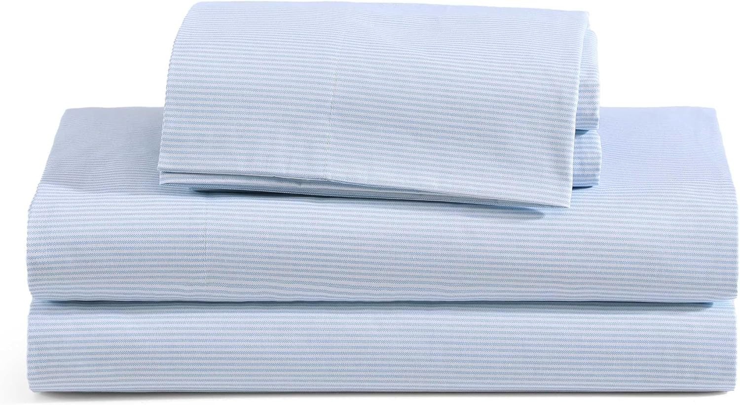 image:imageTommy Hilfiger Twin Size Sheets Set Crisp amp Tailored Cooling Sheets with a Cotton Percale Lightweight Feel Bed Sheets with Matching Pillowcase amp Fitted Sheet Cass Park Mix GreenIthaca Stripe Blue