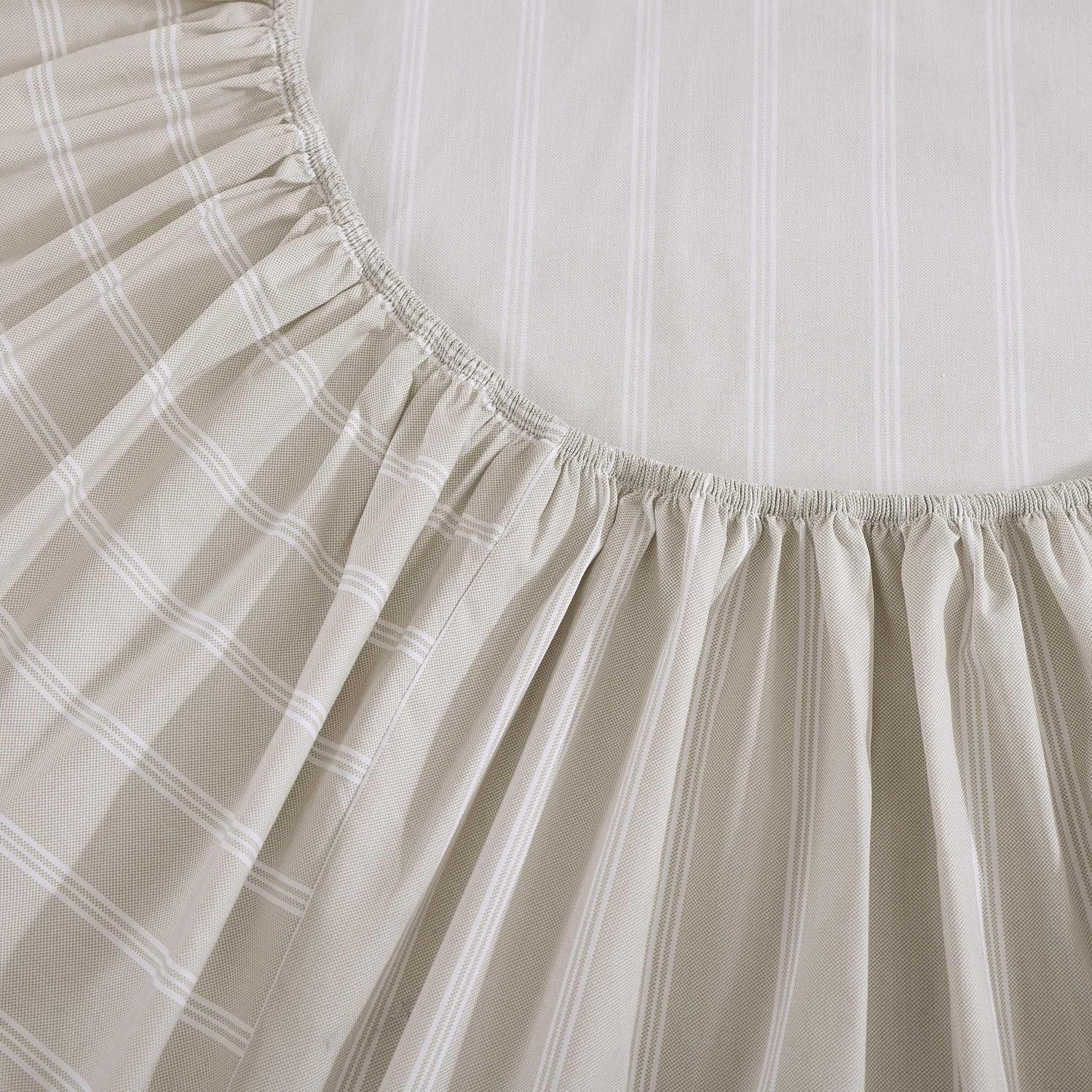 image:imageTommy Hilfiger Twin Size Sheets Set Crisp amp Tailored Cooling Sheets with a Cotton Percale Lightweight Feel Bed Sheets with Matching Pillowcase amp Fitted Sheet Cass Park Mix GreenEffortless Stripe Beige