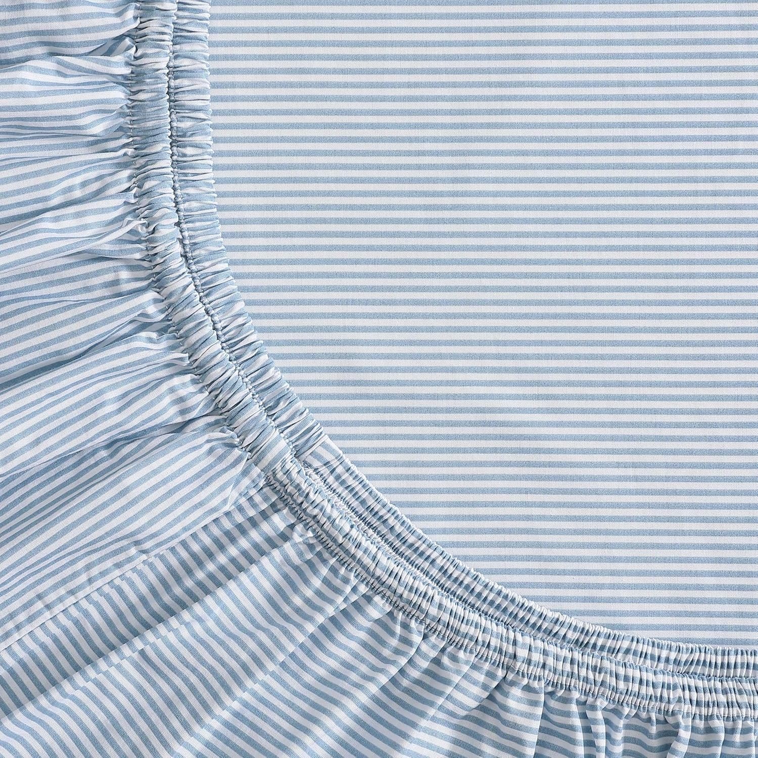 image:imageTommy Hilfiger Twin Size Sheets Set Crisp amp Tailored Cooling Sheets with a Cotton Percale Lightweight Feel Bed Sheets with Matching Pillowcase amp Fitted Sheet Cass Park Mix GreenWilliamstown Stripe Blue