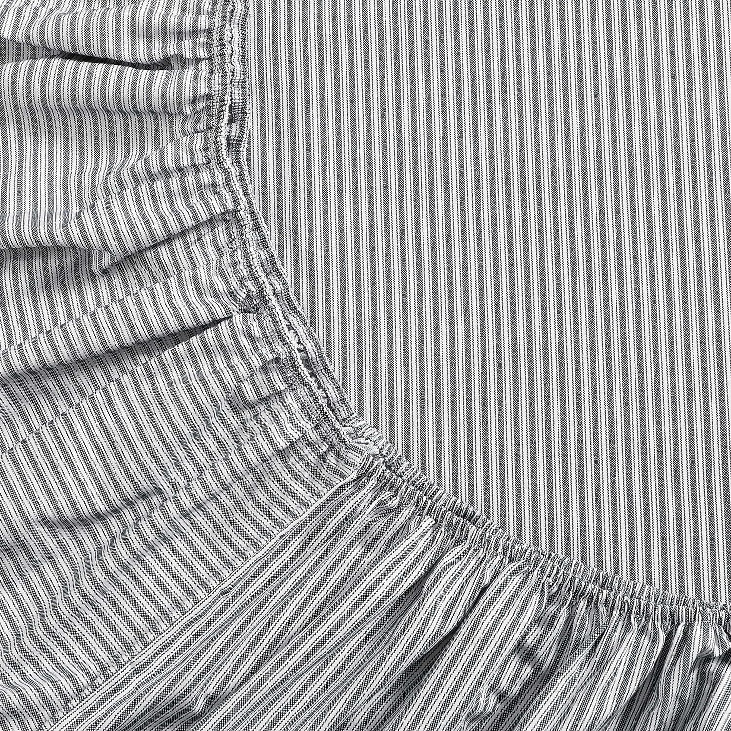 image:imageTommy Hilfiger Twin Size Sheets Set Crisp amp Tailored Cooling Sheets with a Cotton Percale Lightweight Feel Bed Sheets with Matching Pillowcase amp Fitted Sheet Cass Park Mix GreenHighland Ticking Stripe Navy