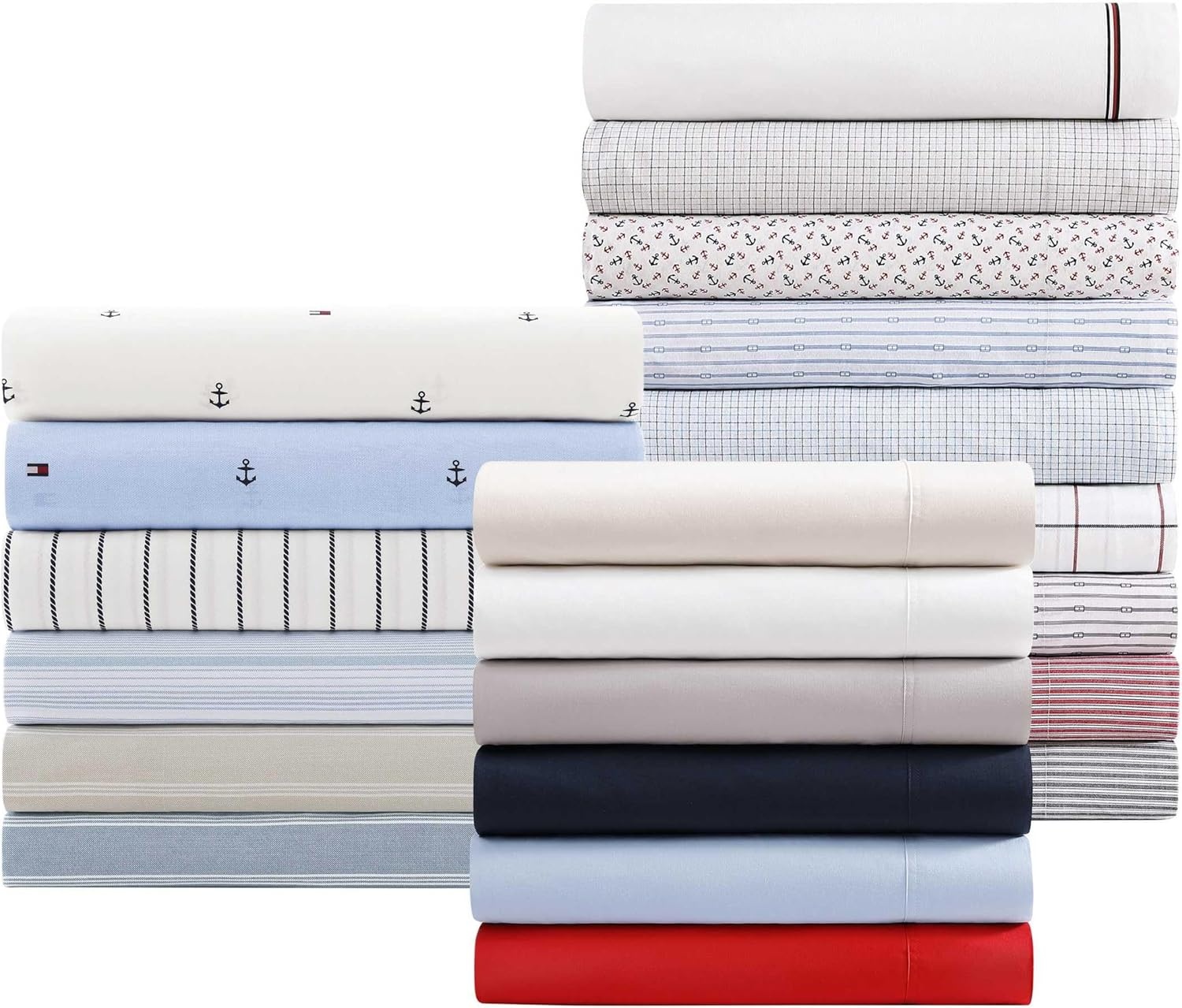 image:imageTommy Hilfiger Twin Size Sheets Set Crisp amp Tailored Cooling Sheets with a Cotton Percale Lightweight Feel Bed Sheets with Matching Pillowcase amp Fitted Sheet Cass Park Mix GreenEffortless Stripe Blue
