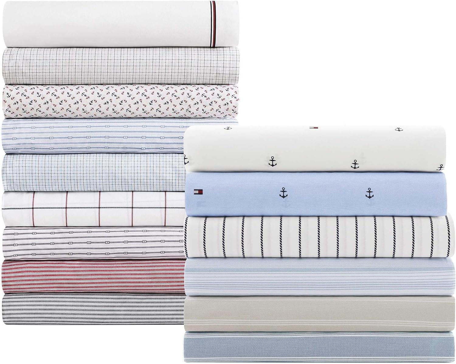 image:imageTommy Hilfiger Twin Size Sheets Set Crisp amp Tailored Cooling Sheets with a Cotton Percale Lightweight Feel Bed Sheets with Matching Pillowcase amp Fitted Sheet Cass Park Mix GreenEffortless Stripe Beige
