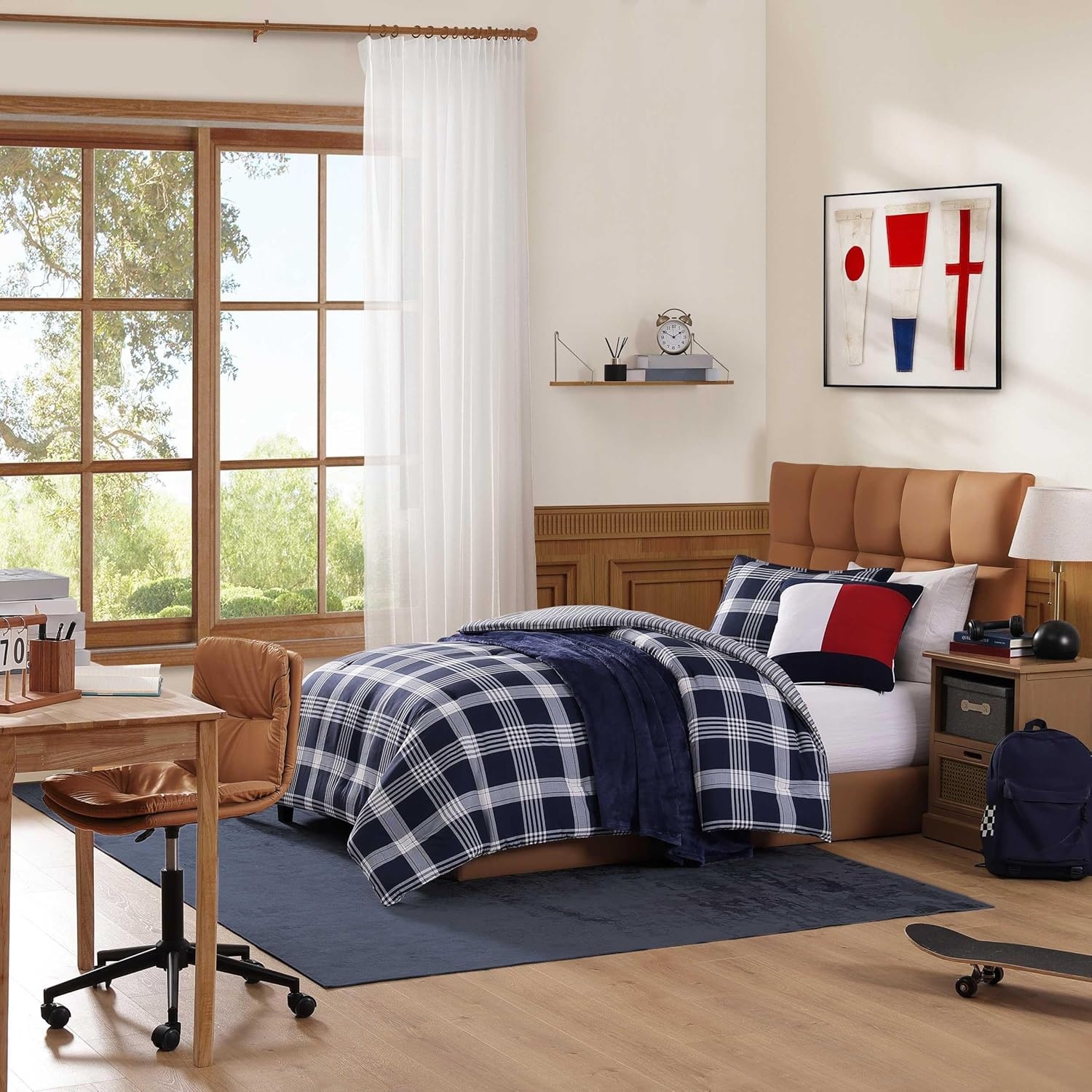 image:imageTommy Hilfiger TwinTwin XL Comforter Set 100 Soft amp Smooth Reversible Bed Set Striped Bedding for Year Round Comfort 2 Piece Bedding with Matching Pillowcase Favorite Stripe RedHuntingdon Plaid Blue