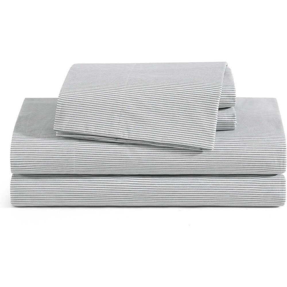 image:imageTommy Hilfiger  Twin Size Sheets Set Crisp amp Tailored Cooling Sheets with a Cotton Percale Lightweight Feel  Bed Sheets with Matching Pillowcase amp Fitted Sheet Cass Park Mix GreenIthaca Stipe Green