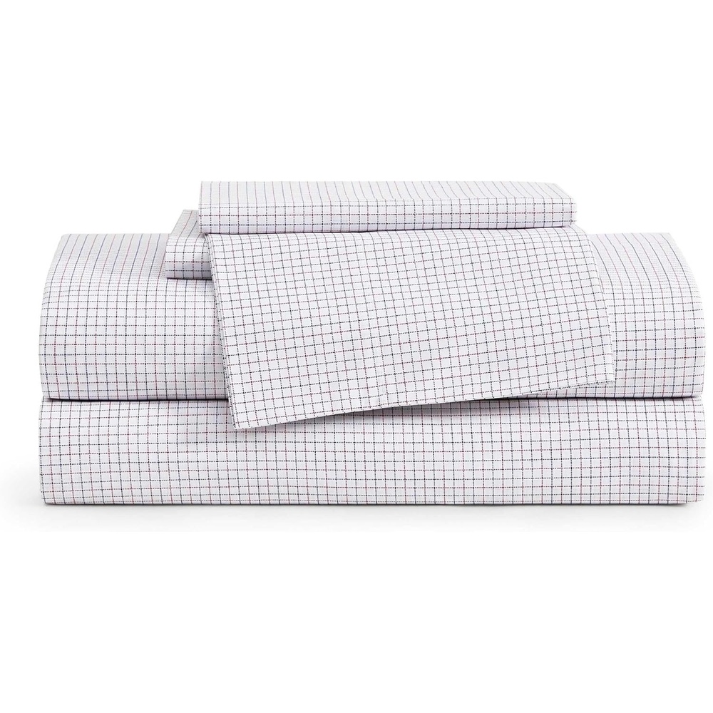 image:imageTommy Hilfiger  Twin Size Sheets Set Crisp amp Tailored Cooling Sheets with a Cotton Percale Lightweight Feel  Bed Sheets with Matching Pillowcase amp Fitted Sheet Cass Park Mix GreenNew England Plaid Dark Blue