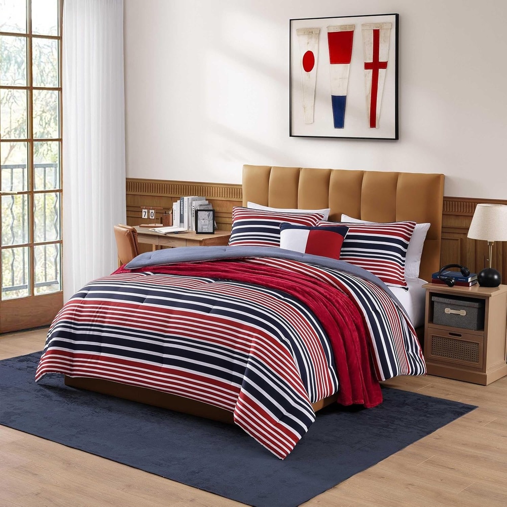 image:imageTommy Hilfiger  TwinTwin XL Comforter Set 100 Soft amp Smooth Reversible Bed Set Striped Bedding for Year Round Comfort 2 Piece Bedding with Matching Pillowcase Favorite Stripe RedFavorite Stripe Red