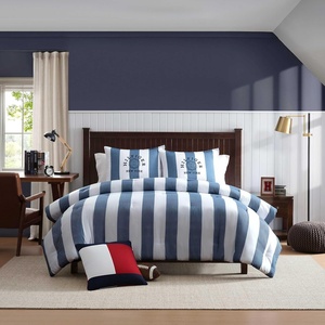 Tommy Hilfiger – Queen Comforter Set, Soft & Reversible Striped Bedding for Year Round Comfort, 3 Piece Bed Set with Matching Pillowcases (Berkeley Stripe Deep Blue)(Berkeley Stripe Deep Blue)