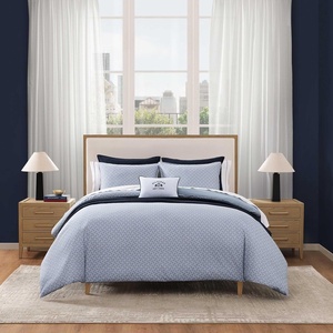 Tommy Hilfiger – Twin Comforter Set, Ultra-Soft Cotton Bedding with Matching Sham, Reversible Design, Medium Weight for Year-Round Comfort, Striped Americana Decor (Classic Stripe Dark Blue)(Trellis Flag/Christopher Blue)