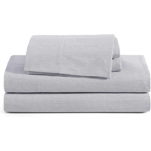 Tommy Hilfiger – Twin Size Sheets Set, Crisp & Tailored Cooling Sheets with a Cotton Percale Lightweight Feel – Bed Sheets with Matching Pillowcase & Fitted Sheet (Cass Park Mix Green)(Ithaca Stipe Blue)
