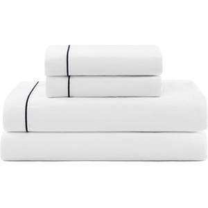 Tommy Hilfiger – Twin Size Sheets Set, Crisp & Tailored Cooling Sheets with a Cotton Percale Lightweight Feel – Bed Sheets with Matching Pillowcase & Fitted Sheet (Cass Park Mix Green)(Solid White/Navy)
